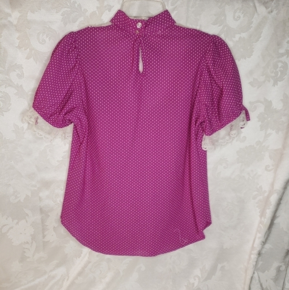 1970s‎ Vintage Hot pink Polka Dot Top - Picture 5 of 7